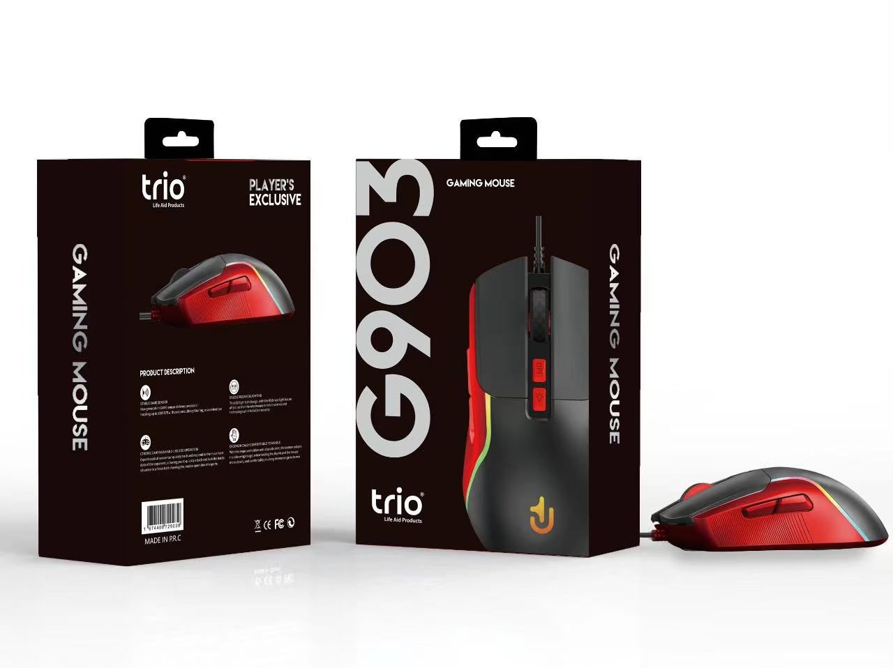 TRIO G903 Kablolu RGB Gaming Mouse - 7200 DPI, 6 Tuş, Ergonomik Tasarım, RGB Işık Efektli Oyuncu Faresi